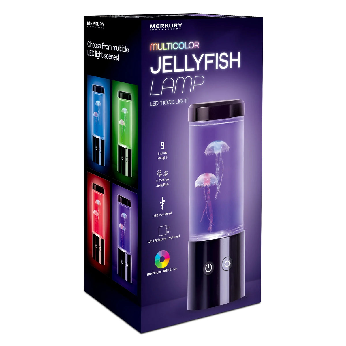 Jellyfish Night Light Lamp Motion & Multicolor Leds - Easy Mode Switching, USB Powered - 9"