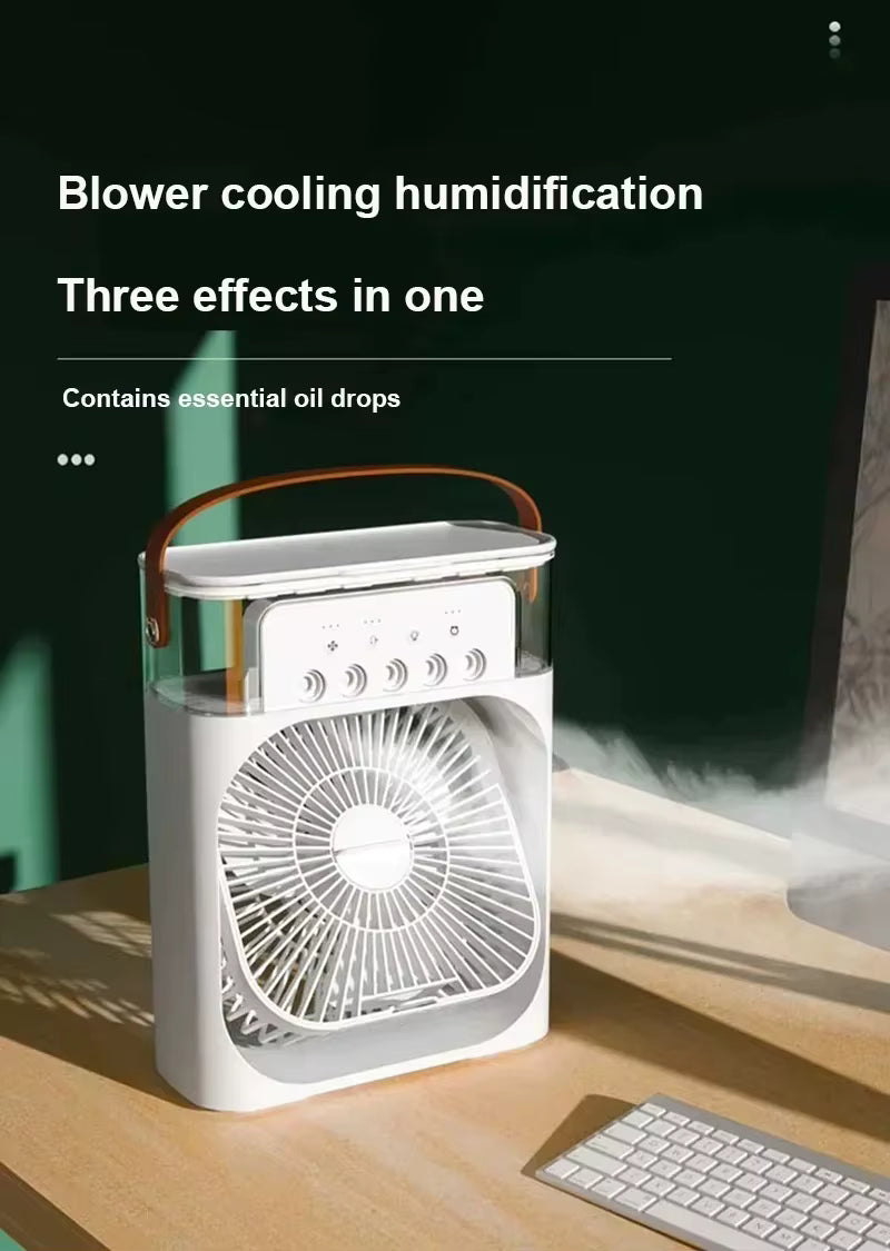 New 3 in 1 Fan Air Conditioner Household Small Air Cooler LED Night Light Portable Humidifier Air Adjustment Fan Office Home Fan