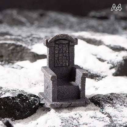 Halloween-Themed Resin Ghost Skull Tombstone Miniature Figurines for Dollhouse and Home Decor