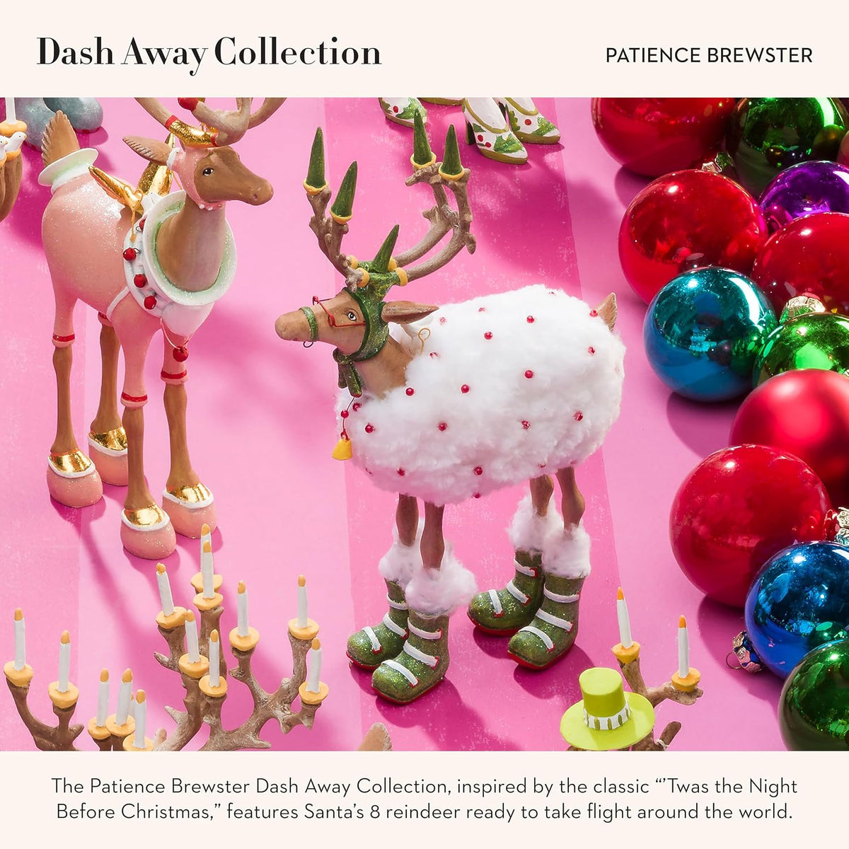 MACKENZIE-CHILDS Patience Brewster Dash Away Blitzen Reindeer Figurine for Christmas Home Decor