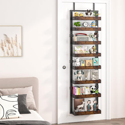 8-Tier over the Door Pantry Organizer, Adjustable Wooden Basket