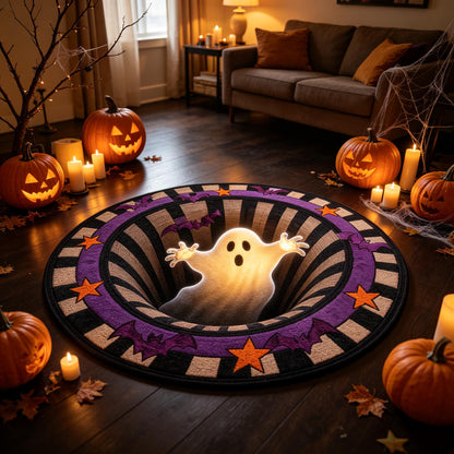 3D Optical Illusion Halloween Round Rug - Gothic Vortex Floor Decor for Spooky Indoor Celebrations and Gifts