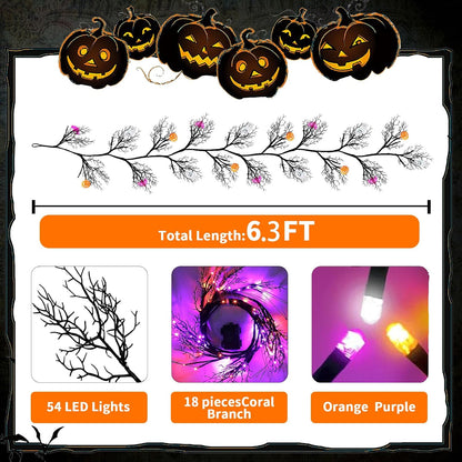 Indoor Halloween Garland with Timed Lighting and 8 Modes