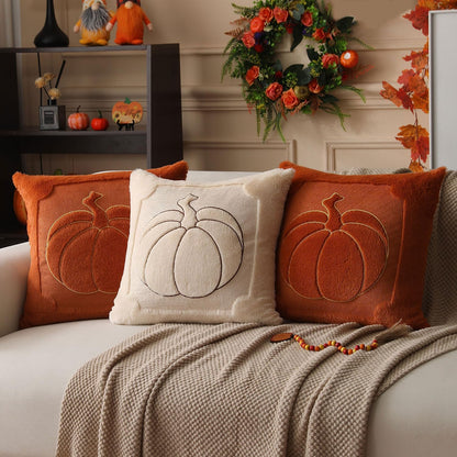 Fall Pillow Covers 18X18 Beige Pumpkin Fall Home Decor PT009A18