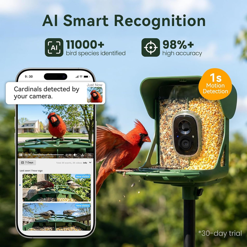 Smart Bird Feeder with Camera, 3MP UHD Bird Feeder Camera