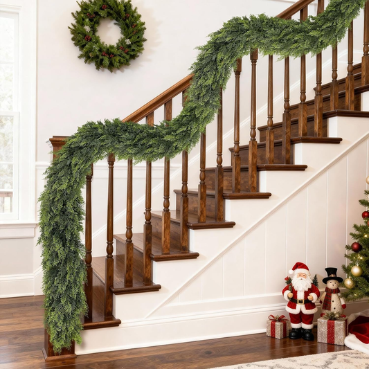 16FT Realistic Touch Artificial Cedar Garland for Christmas Home Decoration