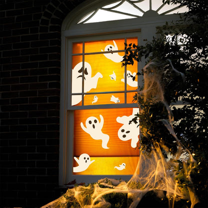 Halloween Window Clings - Cute White Ghost Silhouette Decals for Indoor Decor, Perfect for Home, School, and Office Parties, Set of 3 Sheets