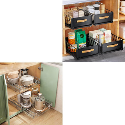 1PC Pull Out Cabinet Organizer Fixed with Adhesive Nano Film+1Pc Pull Out Cabinet Organizer Bundle