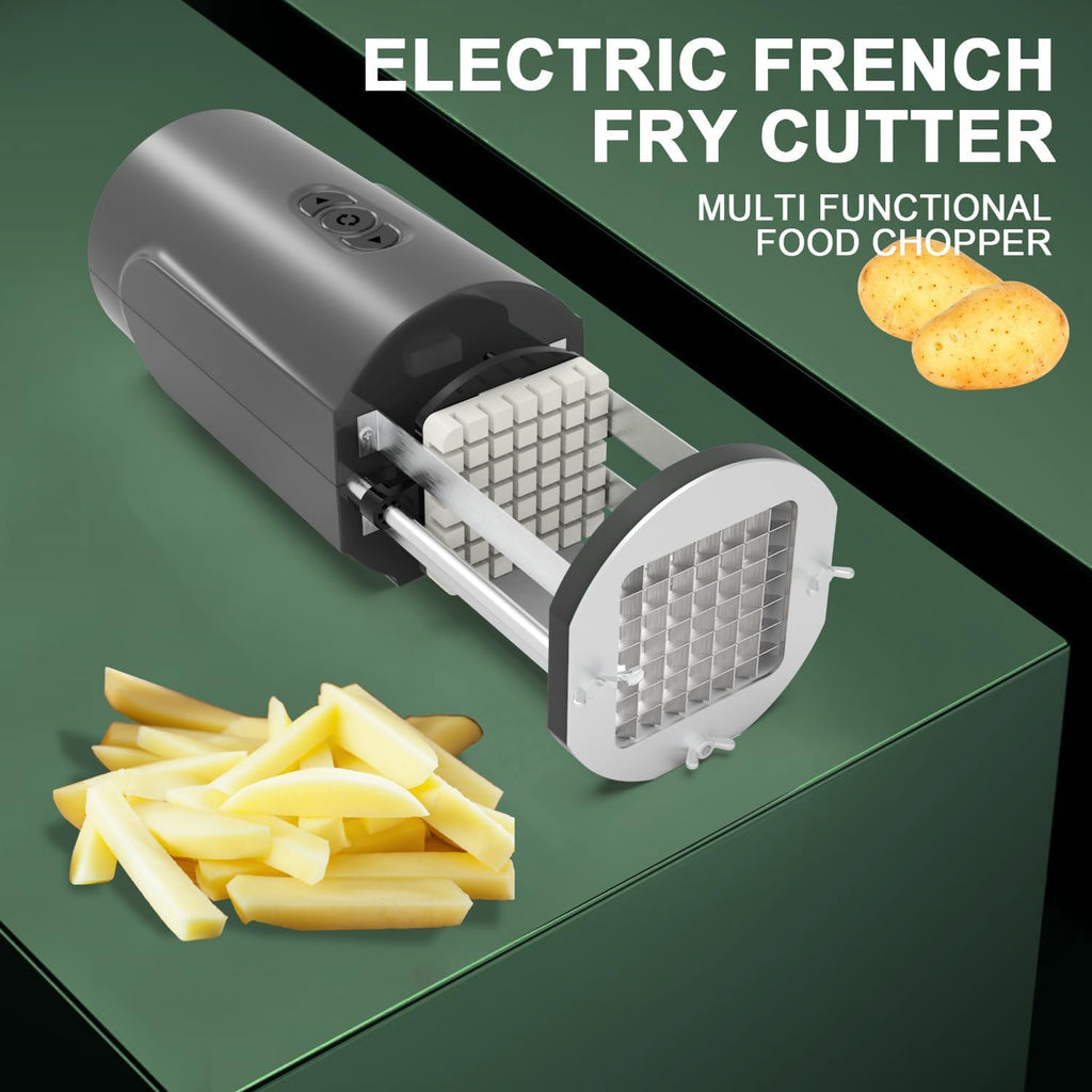 Electric French Fry Cutter, Professional Commercial Automatic French Fry Cutter Stainless Steel with 1/2 & 3/8 Inch Blade, Vegetable Cutter, Electric French Fries Maker