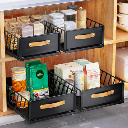 1PC Pull Out Cabinet Organizer Fixed with Adhesive Nano Film+1Pc Pull Out Cabinet Organizer Bundle