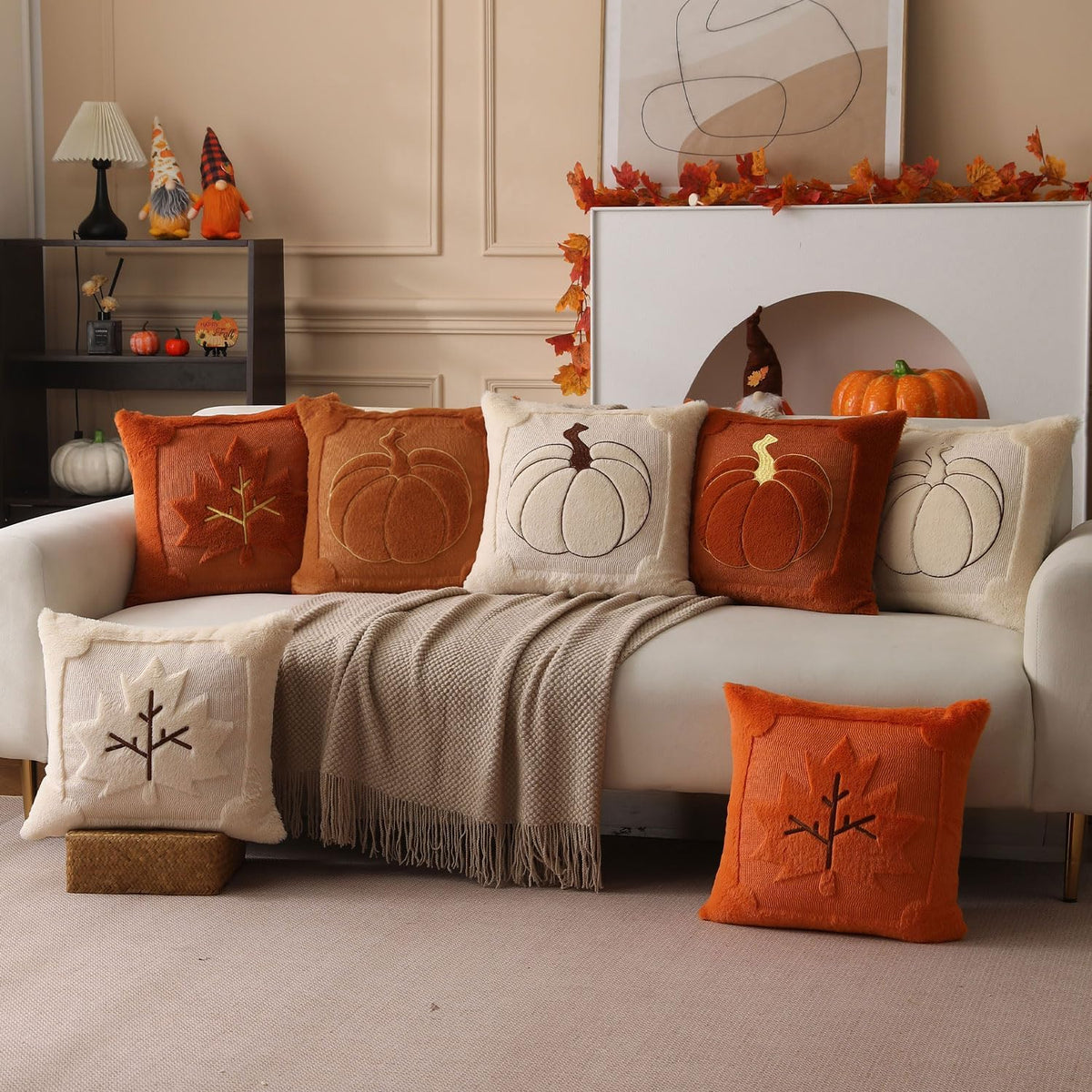 Rust Pumpkin Fall Pillow Covers 18x18 - Autumn Home Decor PT009C18