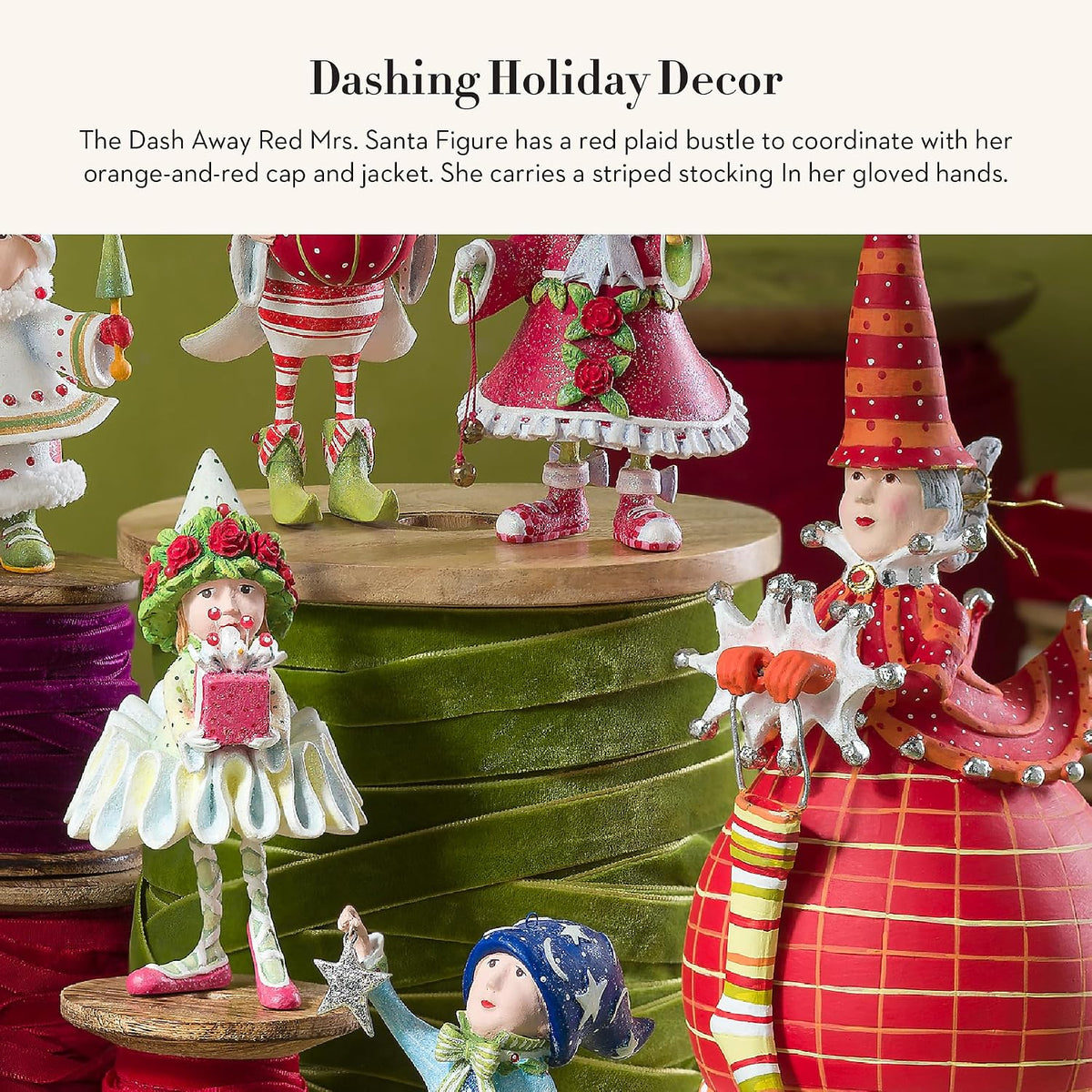 MACKENZIE-CHILDS Patience Brewster Dash Away Figurine - Mrs. Santa Claus