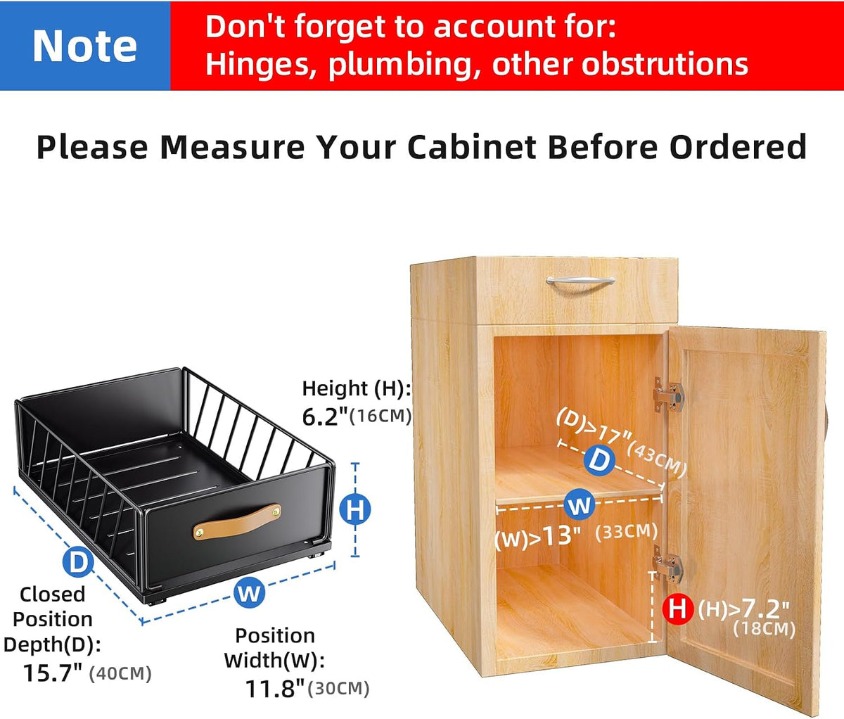 1PC Pull Out Cabinet Organizer Fixed with Adhesive Nano Film+1Pc Pull Out Cabinet Organizer Bundle