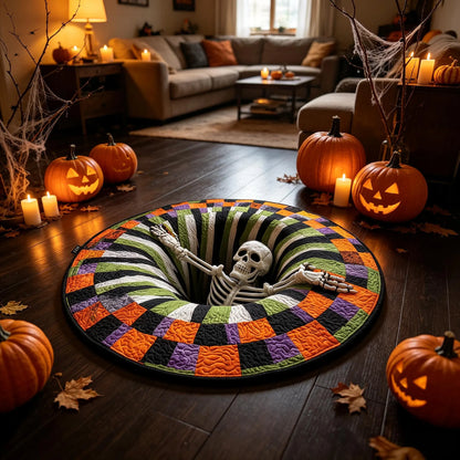 3D Optical Illusion Halloween Round Rug - Gothic Vortex Floor Decor for Spooky Indoor Celebrations and Gifts