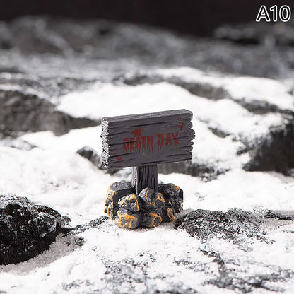 Halloween-Themed Resin Ghost Skull Tombstone Miniature Figurines for Dollhouse and Home Decor