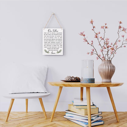 Christian Bible Verses Wall Decor Our Father Prayer Wall Decoration the Lords Prayer Wooden Hanging Sign Scripture Wall Art for Home Living Room Bedroom Home Wall Decor 8X10 Inches Religious Gift
