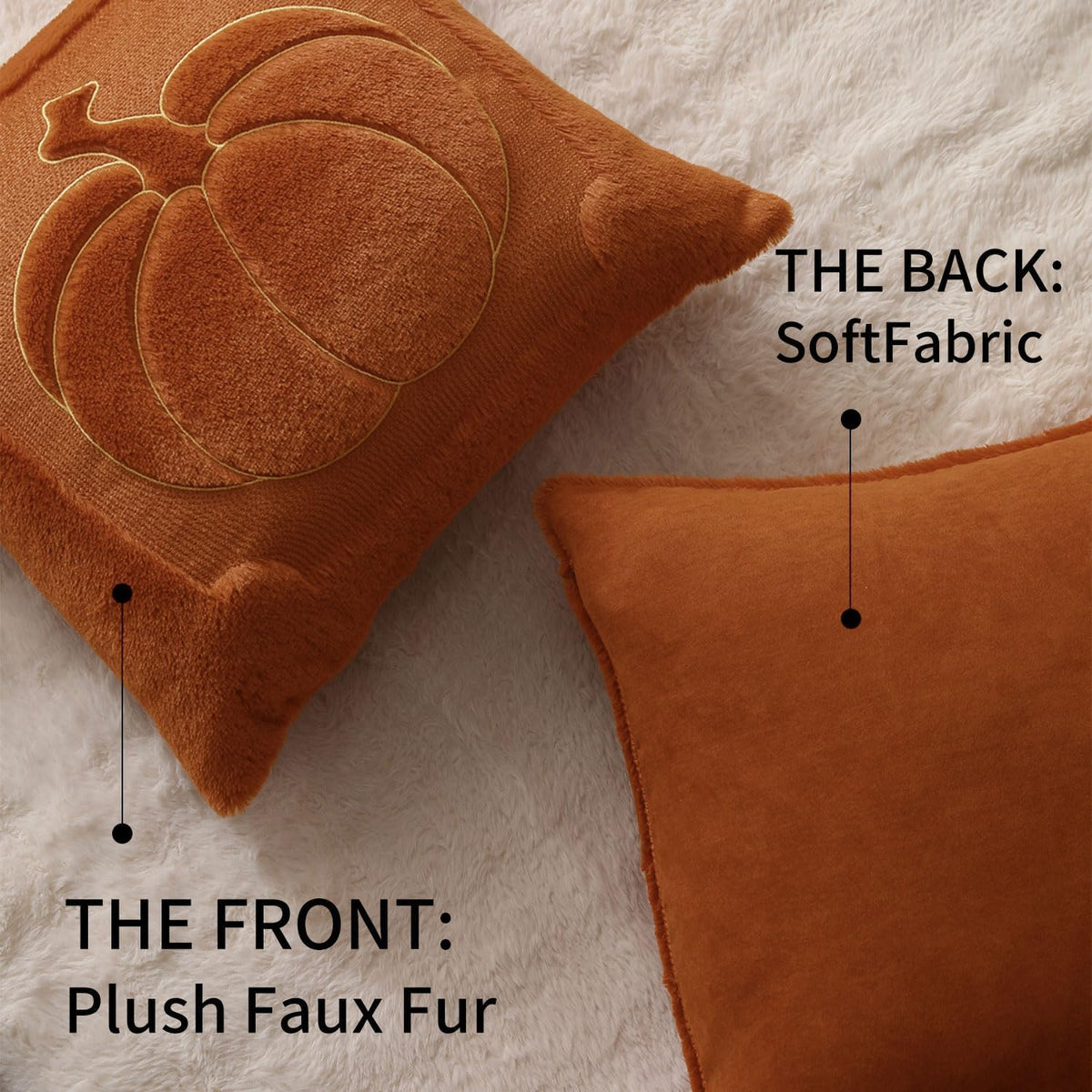 Rust Pumpkin Fall Pillow Covers 18x18 - Autumn Home Decor PT009C18
