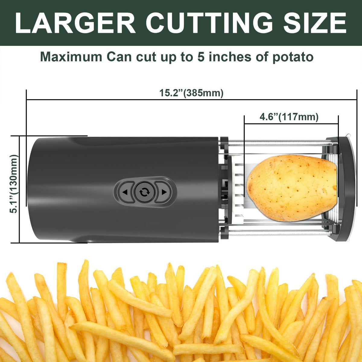 Electric French Fry Cutter, Professional Commercial Automatic French Fry Cutter Stainless Steel with 1/2 & 3/8 Inch Blade, Vegetable Cutter, Electric French Fries Maker