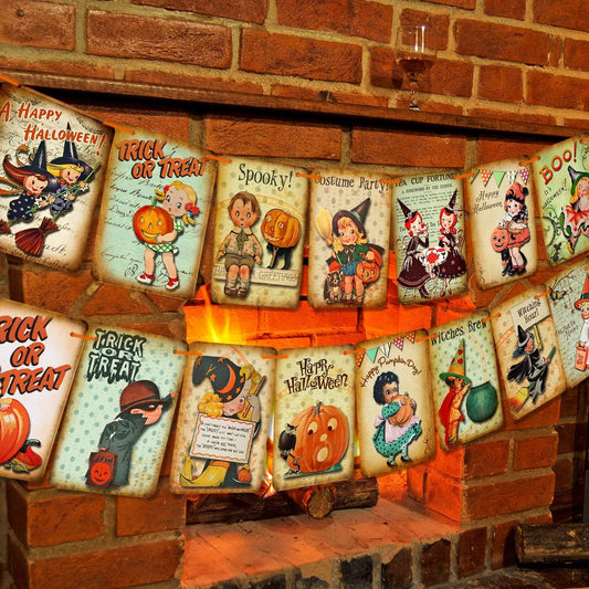 Vintage-Inspired Halloween Hanging Banner and Garland Decor