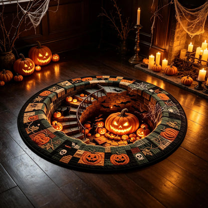 3D Optical Illusion Halloween Round Rug - Gothic Vortex Floor Decor for Spooky Indoor Celebrations and Gifts
