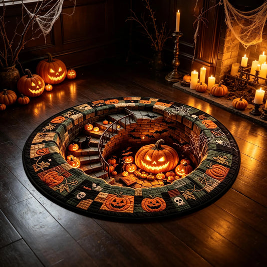 3D Optical Illusion Halloween Round Rug - Gothic Vortex Floor Decor for Spooky Indoor Celebrations and Gifts