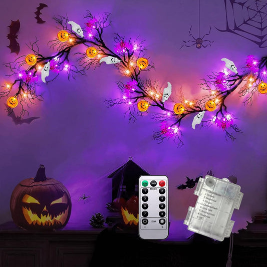 Indoor Halloween Garland with Timed Lighting and 8 Modes