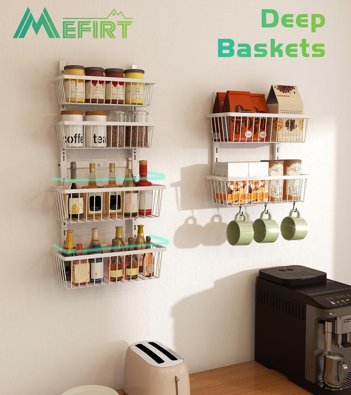 12 Inch Wide Narrow over the Door Pantry Organizer 6-Tier White