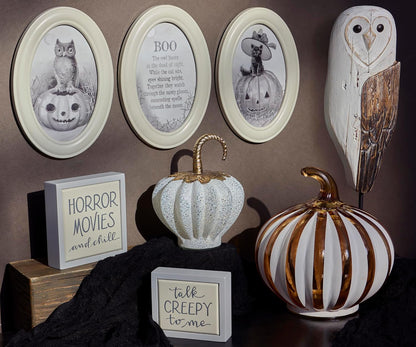 Box Sign Mini - Horror Movies and Chill, Fun Sentiment, from Our White Halloween Collection