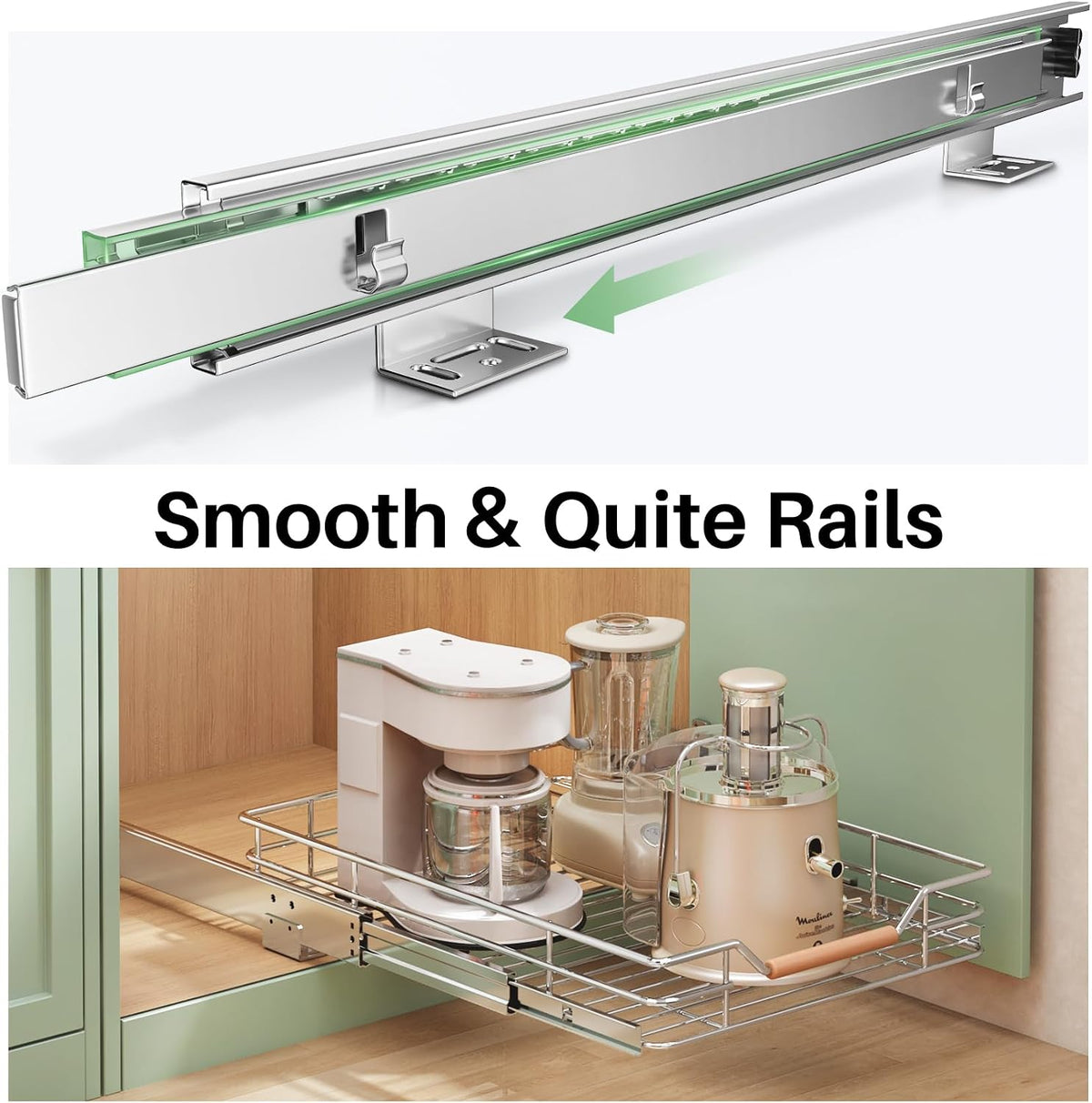 1PC Pull Out Cabinet Organizer Fixed with Adhesive Nano Film+1Pc Pull Out Cabinet Organizer Bundle
