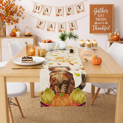 Autumn Cat Pumpkin Table Runner - Elegant Fall Home Decorations for Thanksgiving and Friendsgiving - Ideal Centerpiece for Kitchen, Dining Room, and Office