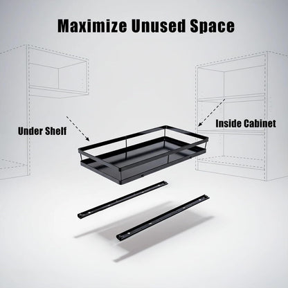 Pull Out Cabinet Organizer, 1-Tier Metal Slide Out Basket