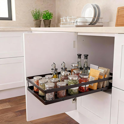 Pull Out Cabinet Organizer, 1-Tier Metal Slide Out Basket