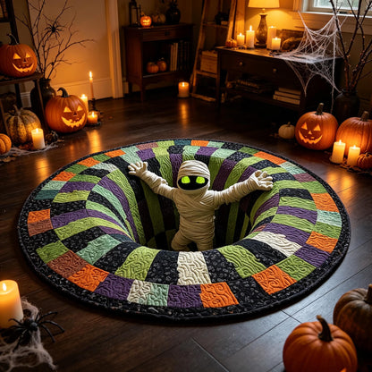 3D Optical Illusion Halloween Round Rug - Gothic Vortex Floor Decor for Spooky Indoor Celebrations and Gifts